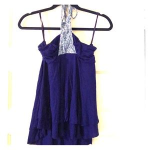 Free People Royal Blue Halter Swing Cami